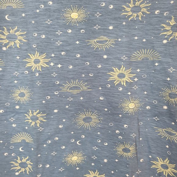 New Sweatshirt Project Women's Small Shirt Blue Sun Moon Blouse Short Sleeve Top - Picture 2 of 12